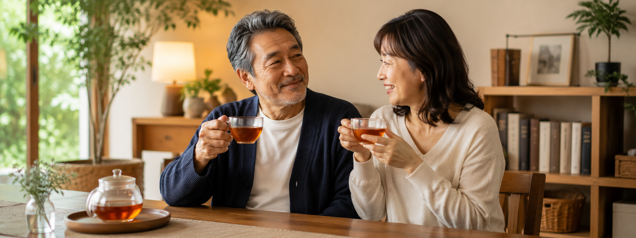 夫婦でお茶を楽しむ